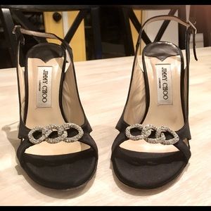 Jimmy Choo Authentic Black Satin Heels